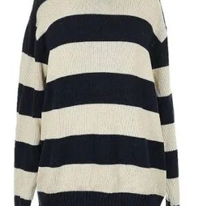 Brandy Melville Black and Cream Striped Sweater